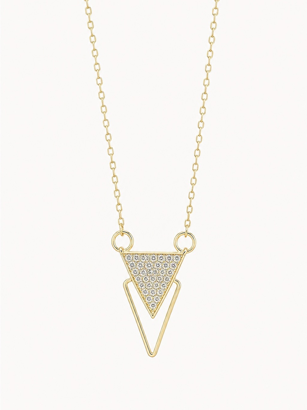 Uncommon James Gold Tone Geometric Pavé Triangle Necklace